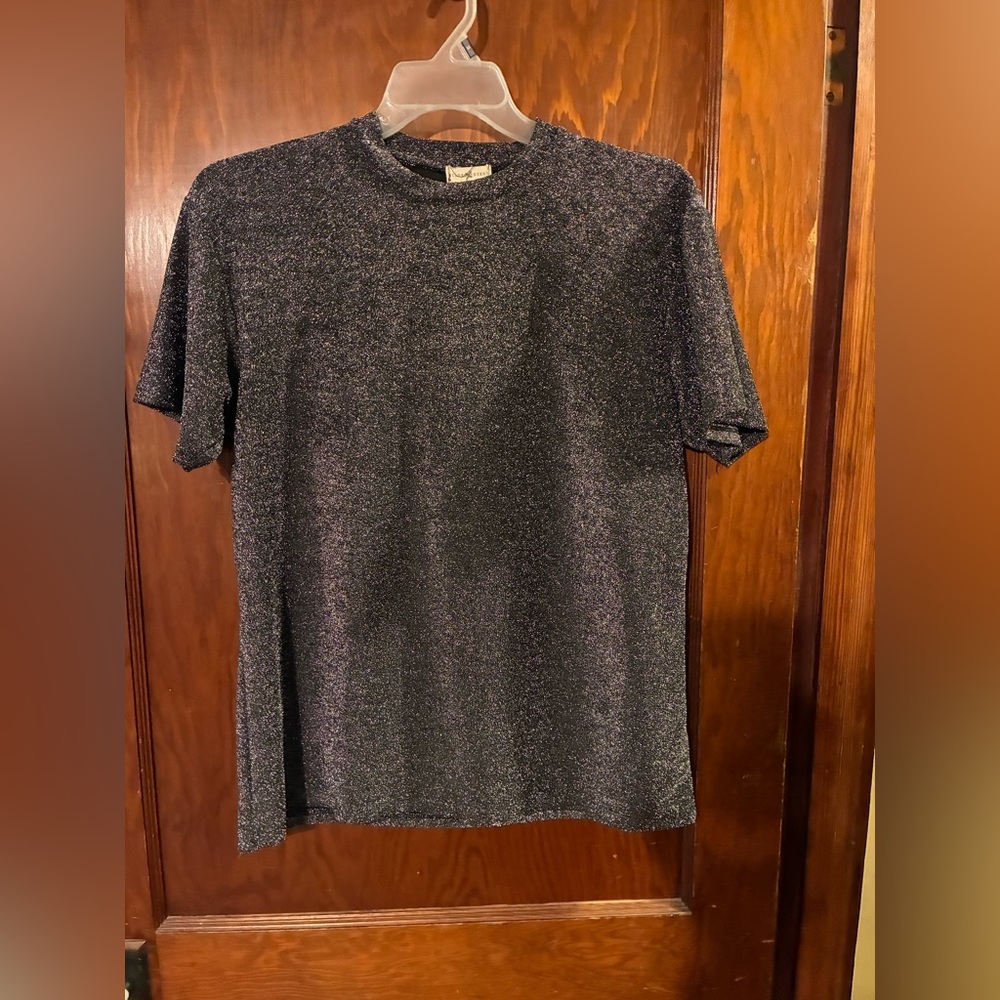 Sparkly Black Short Sleeve Top